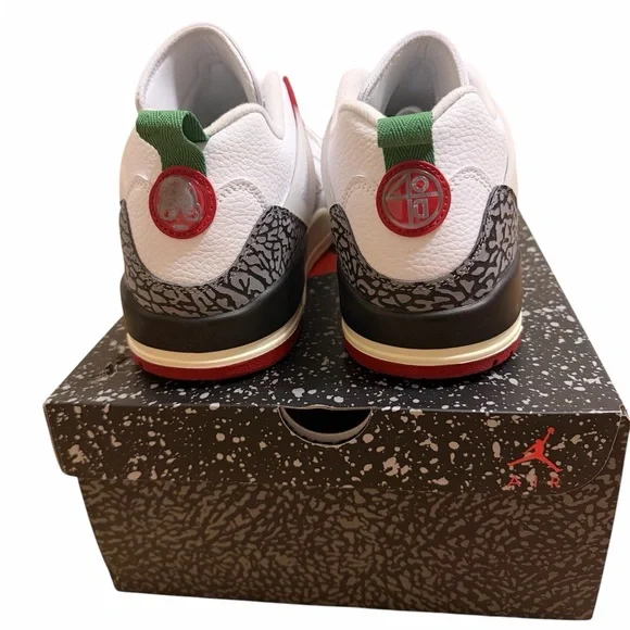 Jordan Spizike Low White Red Green Mens 11.5 OG Box Elephant Print